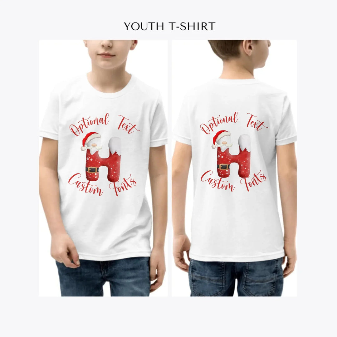 Christmas-Santa-Suit-Letter-Initial-custom-youth-boy-t-shirt-artfulane