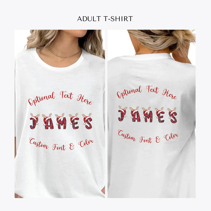 Christmas-Sequin-Santa-Name-personalized-women-unisex-adult-t-shirt-artfulane