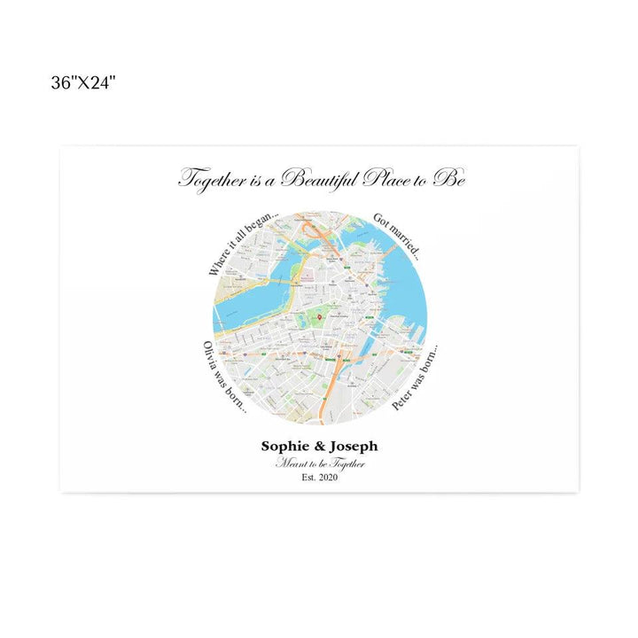 Custom Circle Shaped Location Map - ARTFULANE