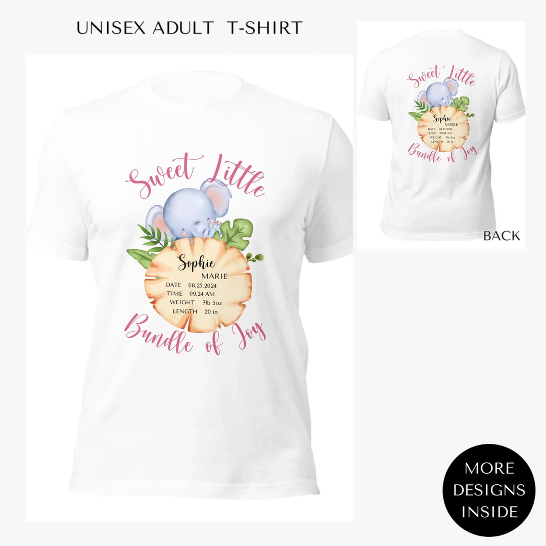 Cute-Elephant-Safari-Baby-Announcement-custom-women-unisex-adult-t-shirt-artfulane