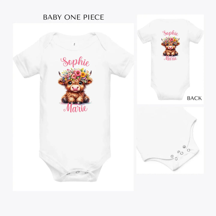 cute-floral-highland-cows-custom-baby-onesie-artfulane