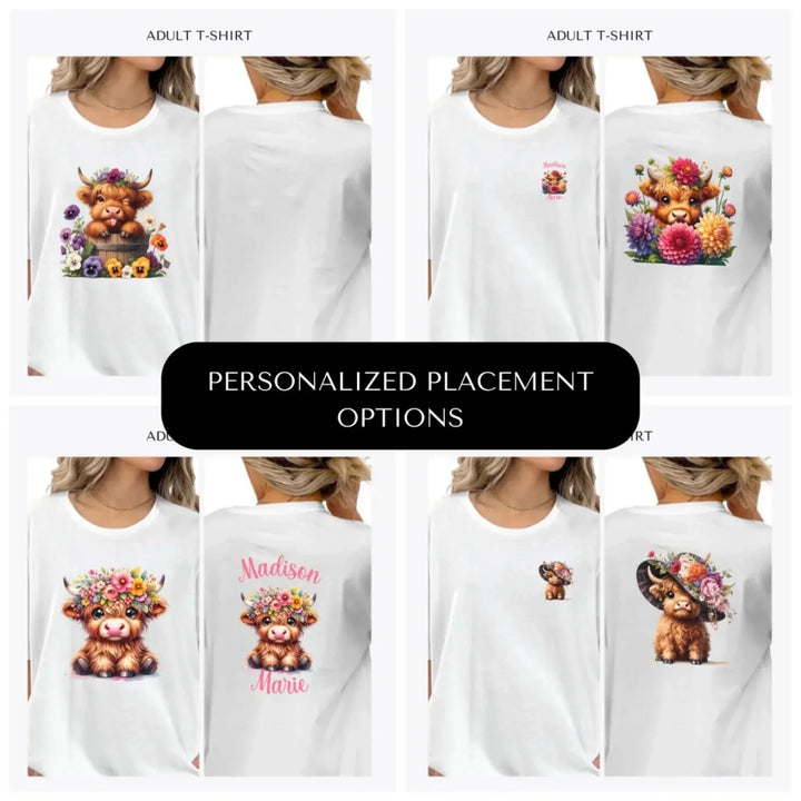 cute-floral-highland-cows-custom-adult-t-shirt-design-placement-front-back-pocket-artfulane