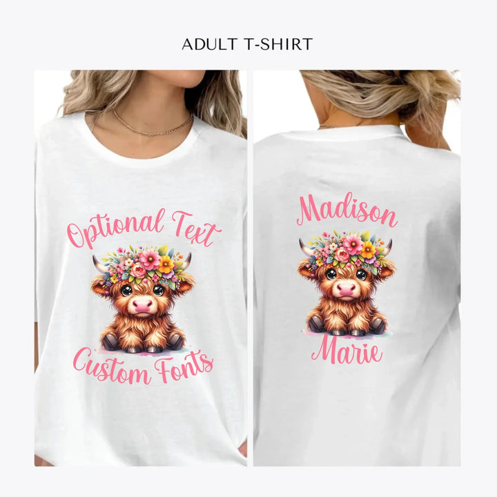 cute-floral-highland-cows-personalized-women-unisex-adult-t-shirt-artfulane