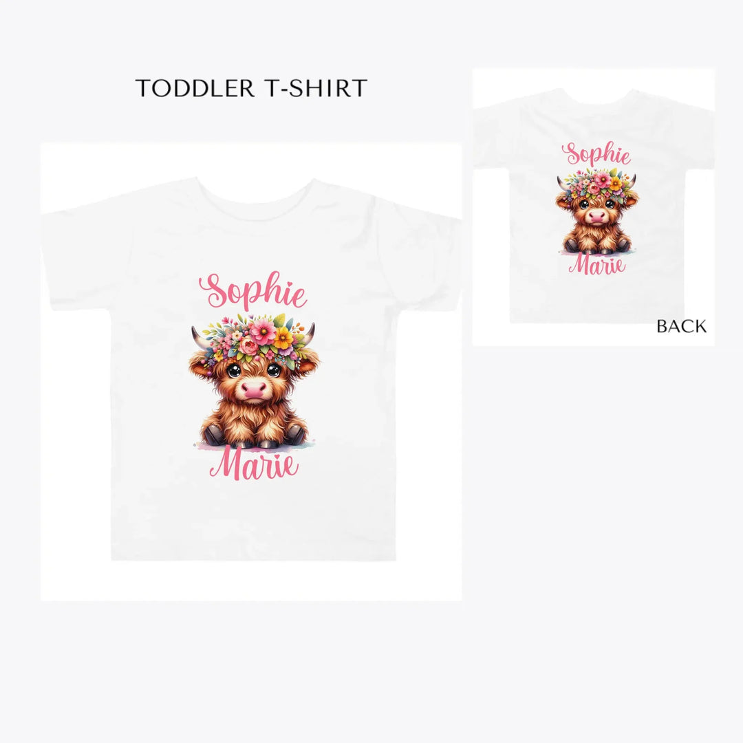 cute-floral-highland-cows-toddler-custom-t-shirt-artfulane