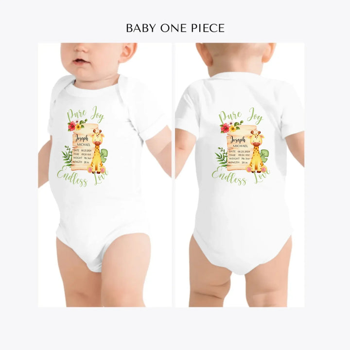 Cute-Giraffe-Safari-Baby-Announcement-custom-baby-one-piece-artfulane