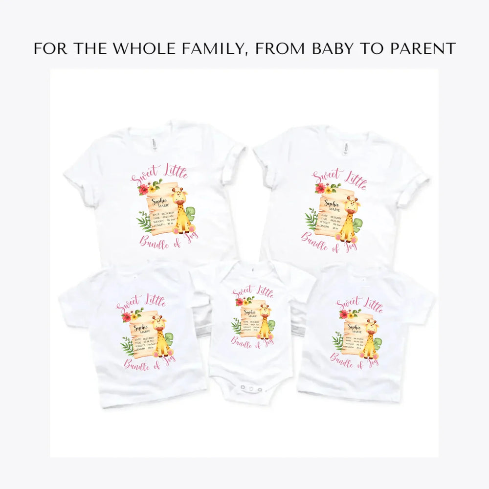 Cute-Giraffe-Safari-Baby-Announcement-custom-t-shirts-adult-youth-toddler-baby-sizes-artfulane