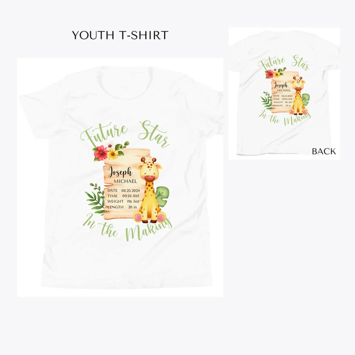 Cute-Giraffe-Safari-Baby-Announcement-custom-youth-t-shirt-artfulane