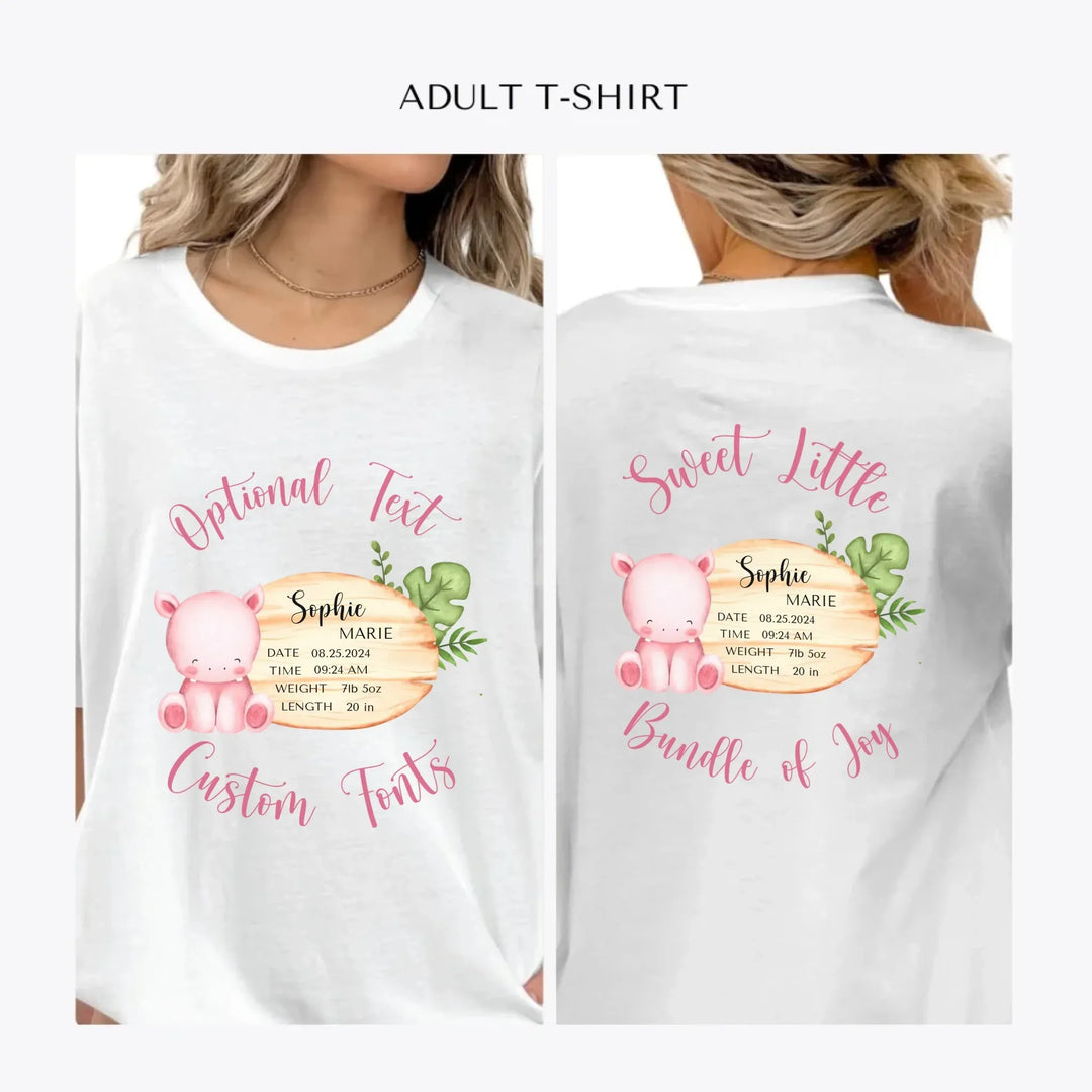 Cute-Hippo-Safari-Baby-Announcement-personalized-women-unisex-adult-t-shirt-artfulane