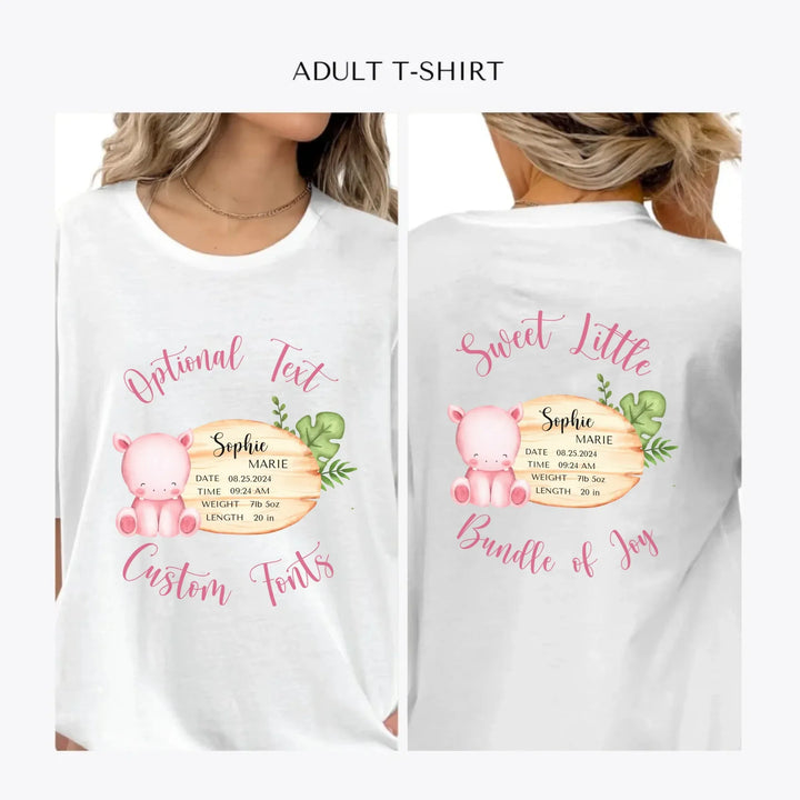 Cute-Hippo-Safari-Baby-Announcement-personalized-women-unisex-adult-t-shirt-artfulane