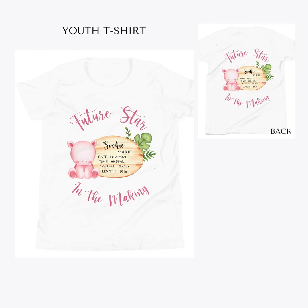 Cute-Hippo-Safari-Baby-Announcement-custom-youth-t-shirt-artfulane