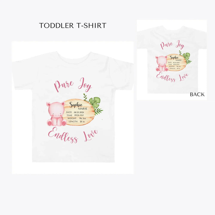 Cute-Hippo-Safari-Baby-Announcement-toddler-custom-t-shirt-artfulane