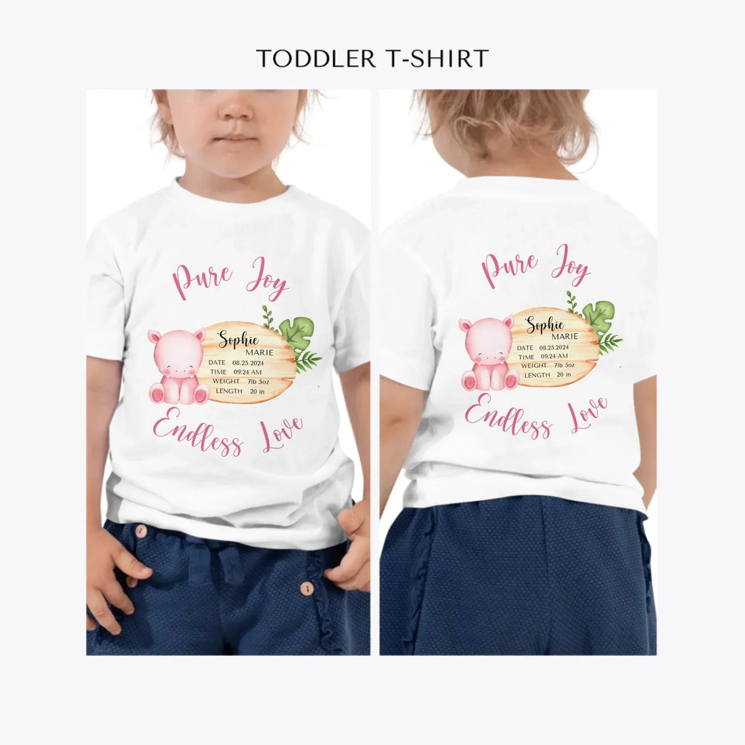 Cute-Hippo-Safari-Baby-Announcement-custom-toddler-t-shirt-artfulane