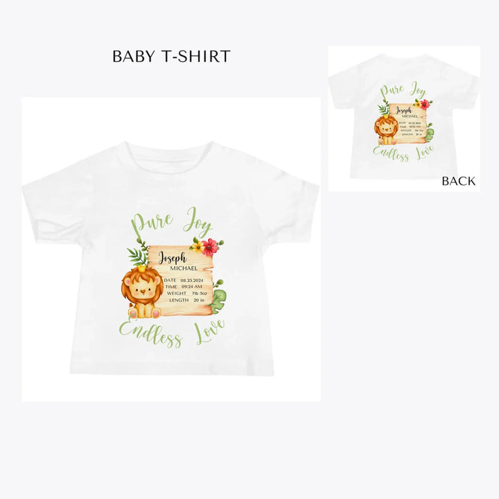 Cute-Lion-Safari-Baby-Announcement- custom-baby-t-shirt-artfulane