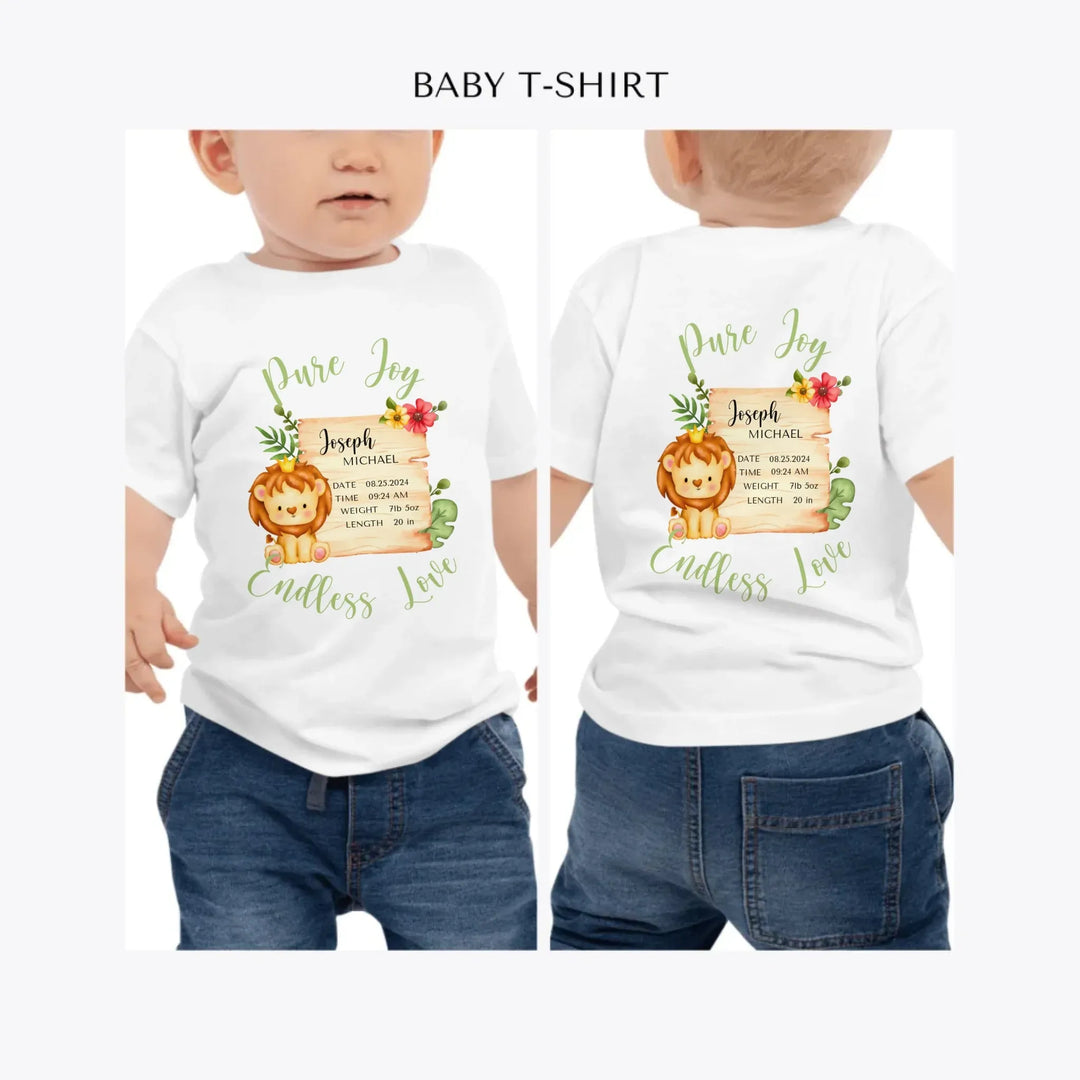 Cute-Lion-Safari-Baby-Announcement- personalized-baby-t-shirt-artfulane