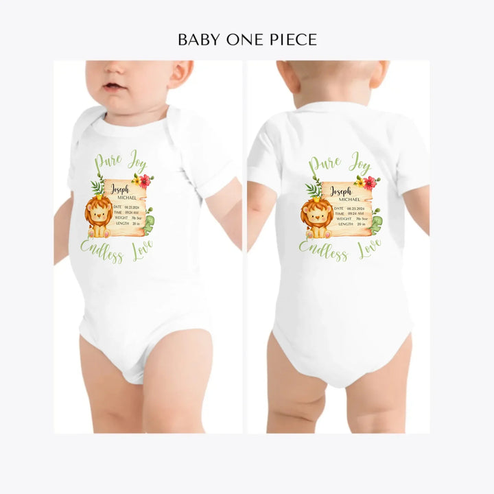 Cute-Lion-Safari-Baby-Announcement- custom-baby-one-piece-artfulane