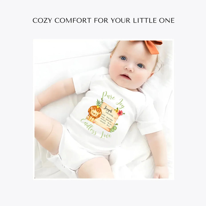Cute-Lion-Safari-Baby-Announcement- custom-baby-bodysuit-artfulane