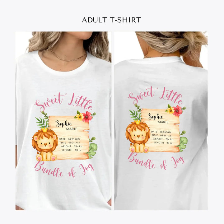 Cute-Lion-Safari-Baby-Announcement- personalized-women-unisex-adult-t-shirt-artfulane
