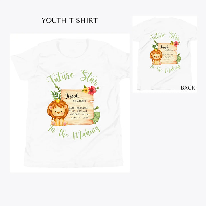 Cute-Lion-Safari-Baby-Announcement- custom-youth-t-shirt-artfulane