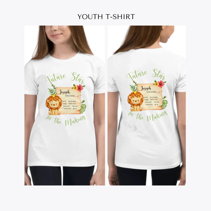 Cute-Lion-Safari-Baby-Announcement- custom-youth-girl-t-shirt-artfulane