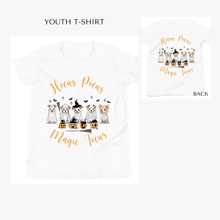 Cute-Retro-Halloween-Ghost-Dogs-custom-youth-t-shirt-artfulane