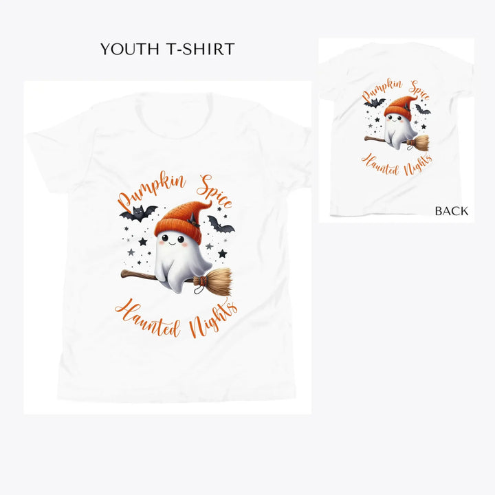 Cute-Retro-Halloween-Ghosts-custom-youth-t-shirt-artfulane