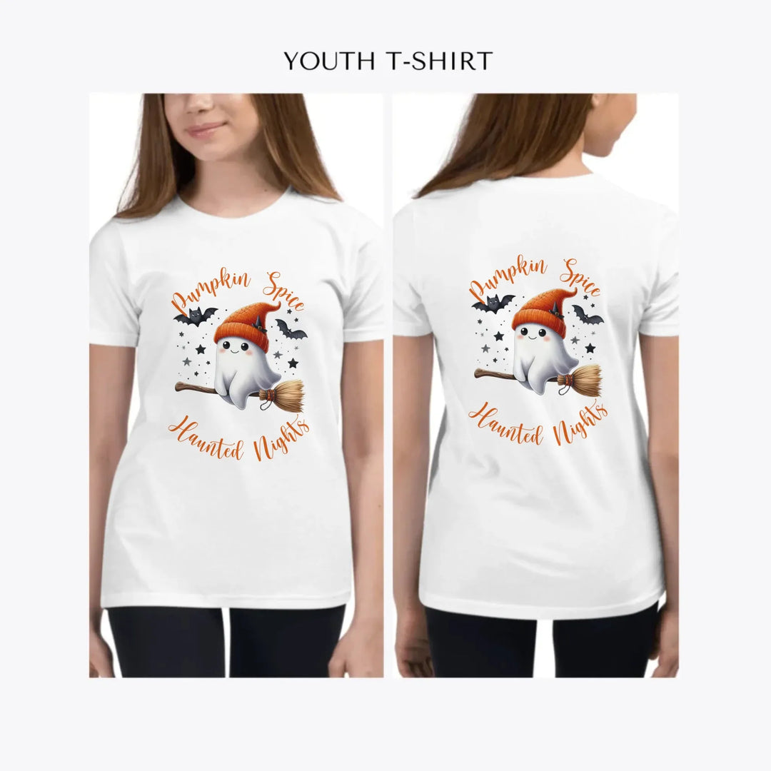 Cute-Retro-Halloween-Ghosts-custom-youth-girl-t-shirt-artfulane