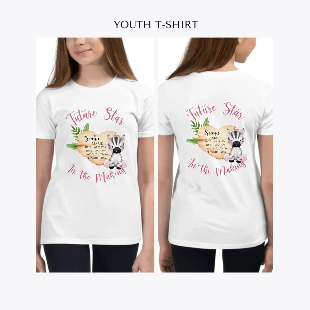 Cute-Zebra-Safari-Baby-Announcement-custom-youth-girl-t-shirt-artfulane