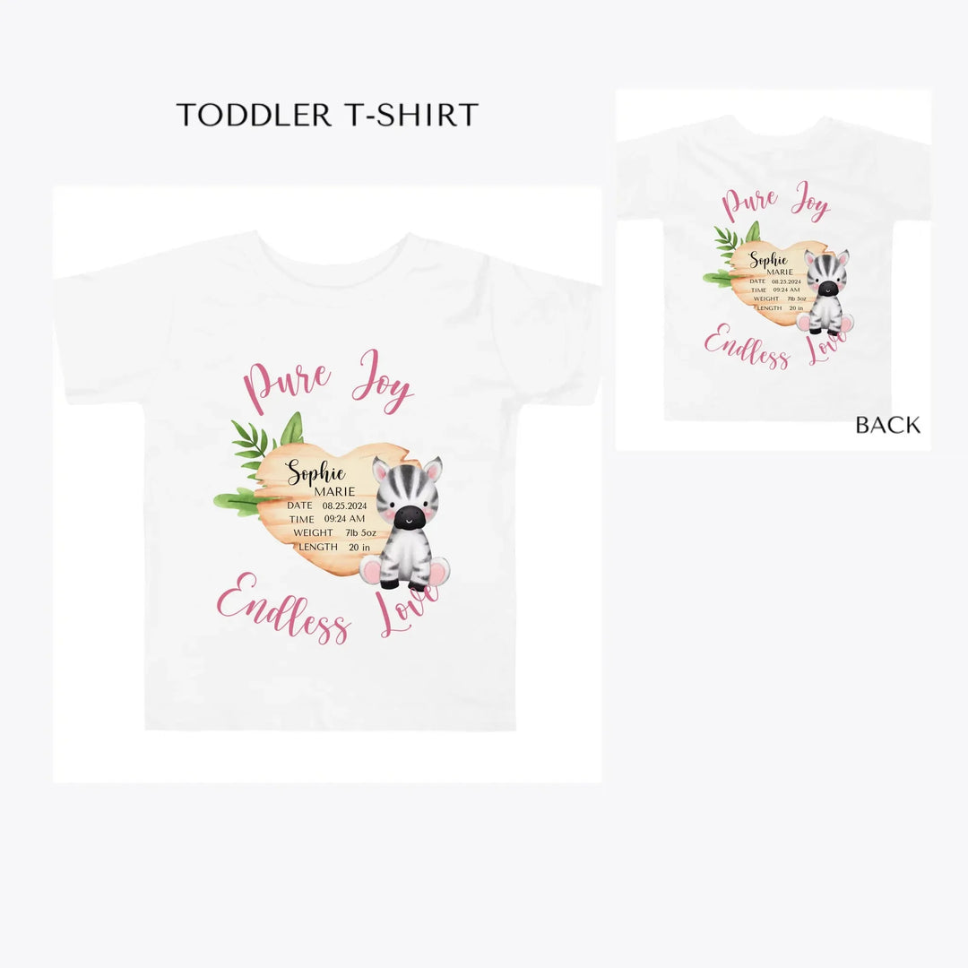 Cute-Zebra-Safari-Baby-Announcement-toddler-custom-t-shirt-artfulane