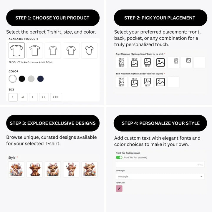 how-to-design-custom-Easter-Highland-Cow-t-shirt-personalization-options-artfulane