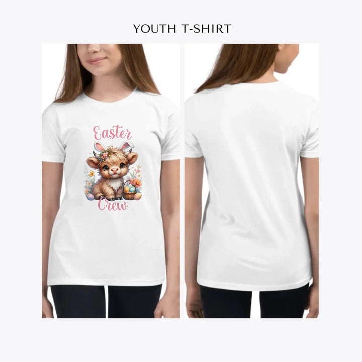 Easter-Highland-Cow-custom-youth-girl-t-shirt-artfulane