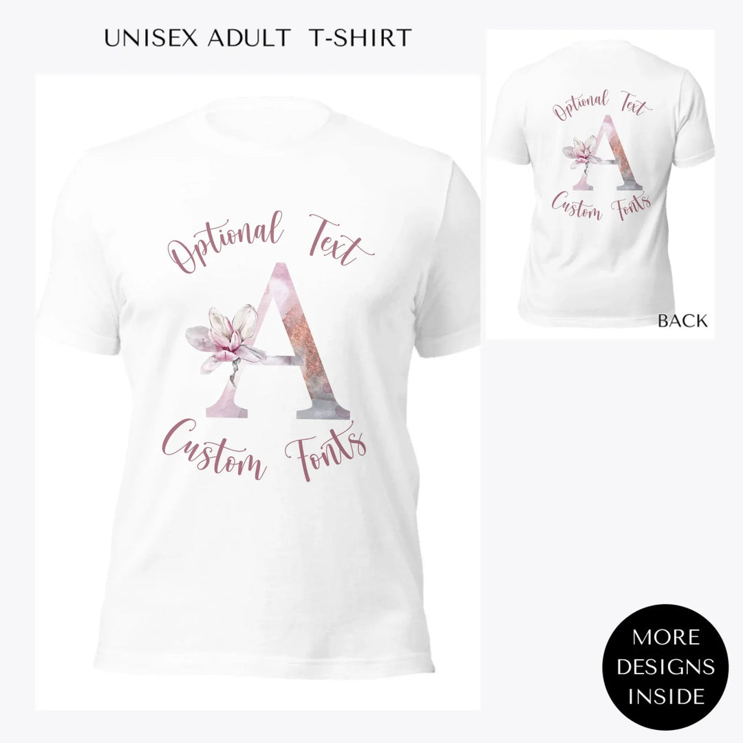 Elegant-Watercolor-Letter-Initial-custom-women-unisex-adult-t-shirt-artfulane