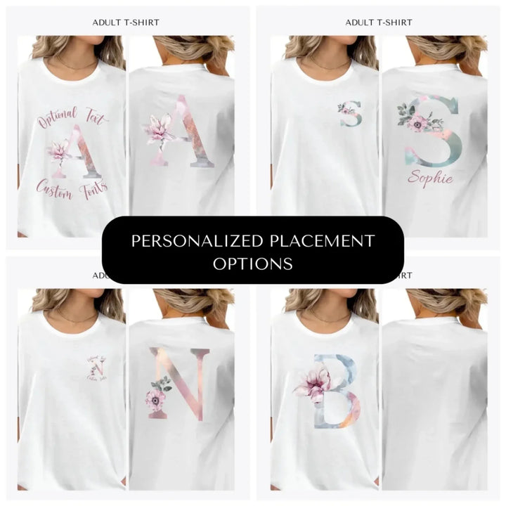 Elegant-Watercolor-Letter-Initial-custom-adult-t-shirt-design-placement-front-back-pocket-artfulane