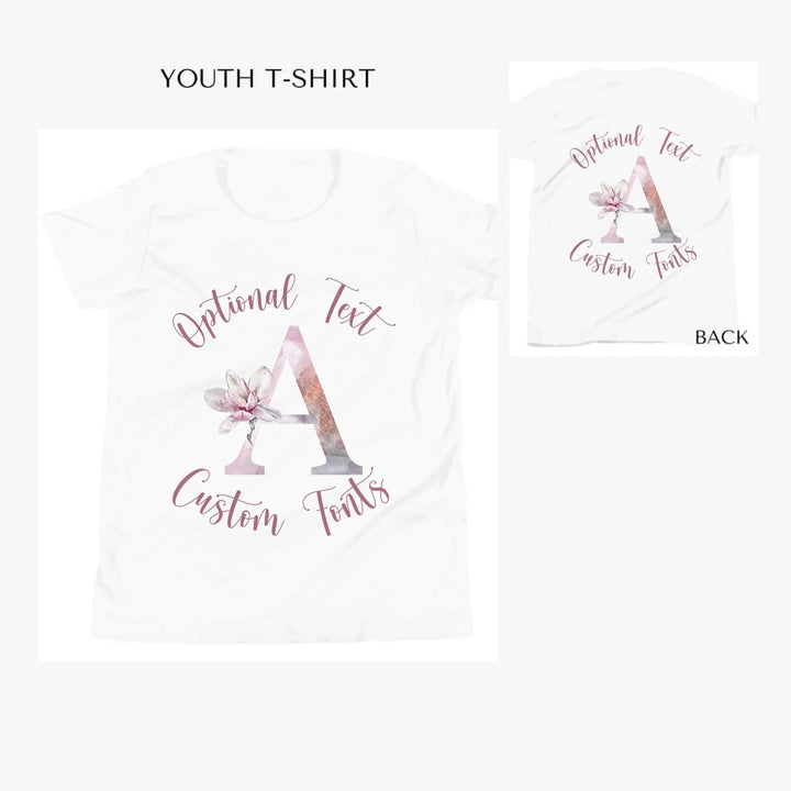 Elegant-Watercolor-Letter-Initial-custom-youth-t-shirt-artfulane