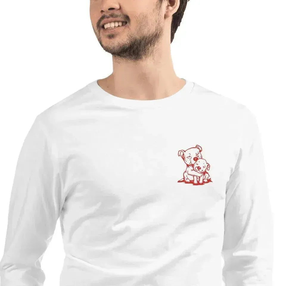 Custom Embroidered Animal Hug Long Sleeve T-Shirt - ARTFULANE
