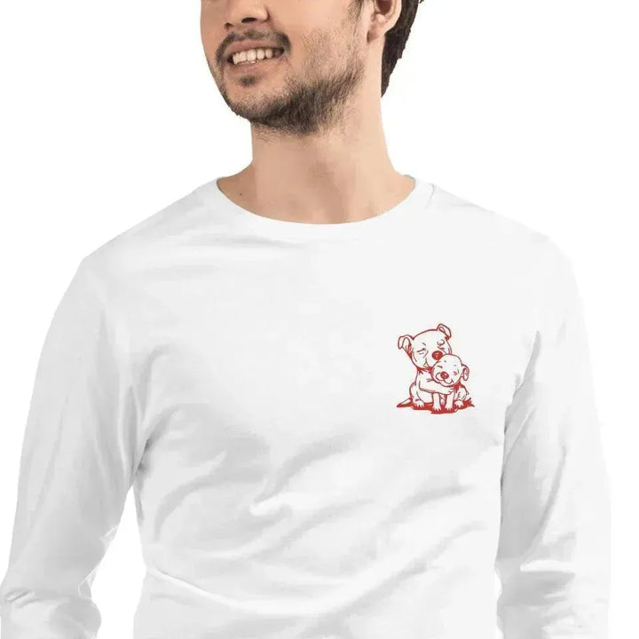 Custom Embroidered Animal Hug Long Sleeve T-Shirt - ARTFULANE