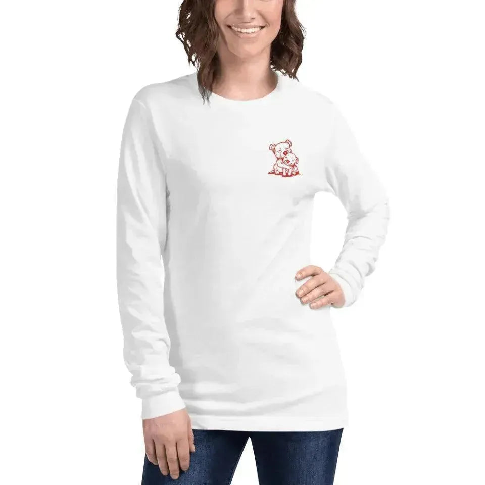 Custom Embroidered Animal Hug Long Sleeve T-Shirt - ARTFULANE