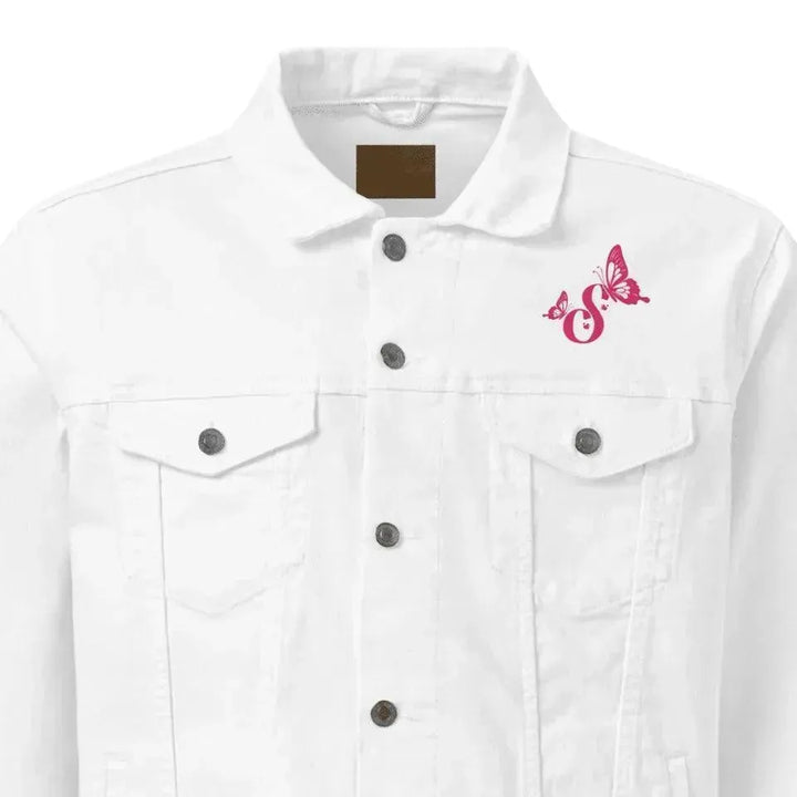 Custom Embroidered Butterflies Initial Jacket - ARTFULANE