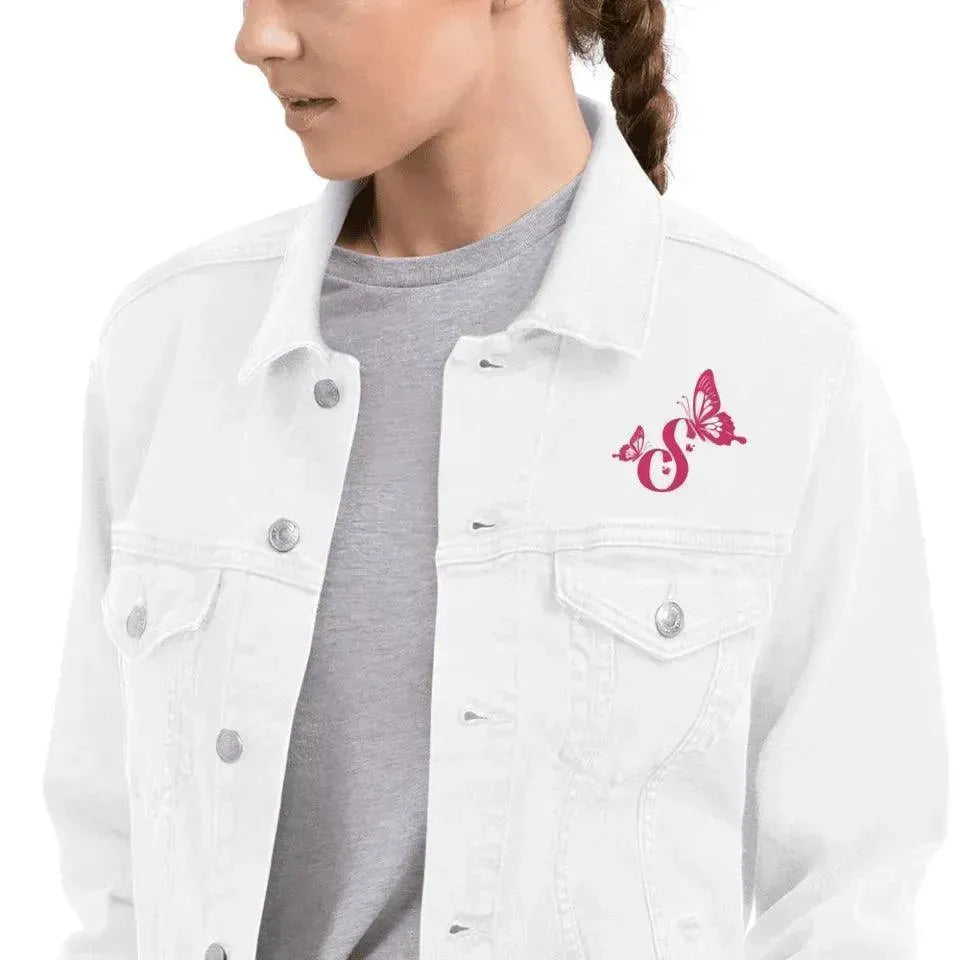 Custom Embroidered Butterflies Initial Jacket - ARTFULANE