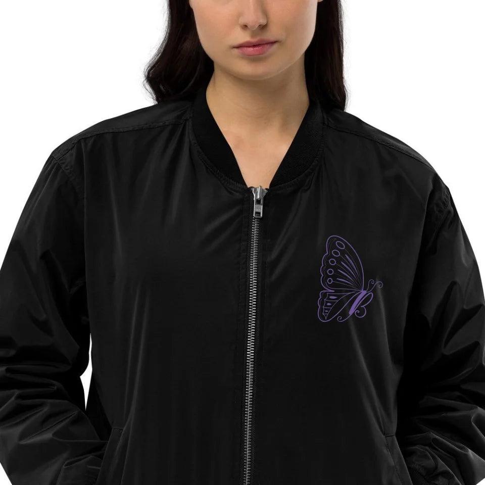 Custom Embroidered Butterfly Initial Jacket - ARTFULANE