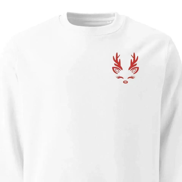 Custom Embroidered Christmas Reindeer Line Art Sweatshirt and Hoodie - ARTFULANE