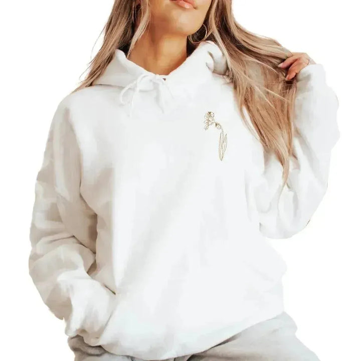 Custom Embroidered Flower Line Art Hoodie and Sweatshirt - ARTFULANE