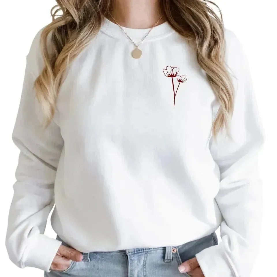 Custom Embroidered Flowers Line Art Hoodie and Sweatshirt - ARTFULANE
