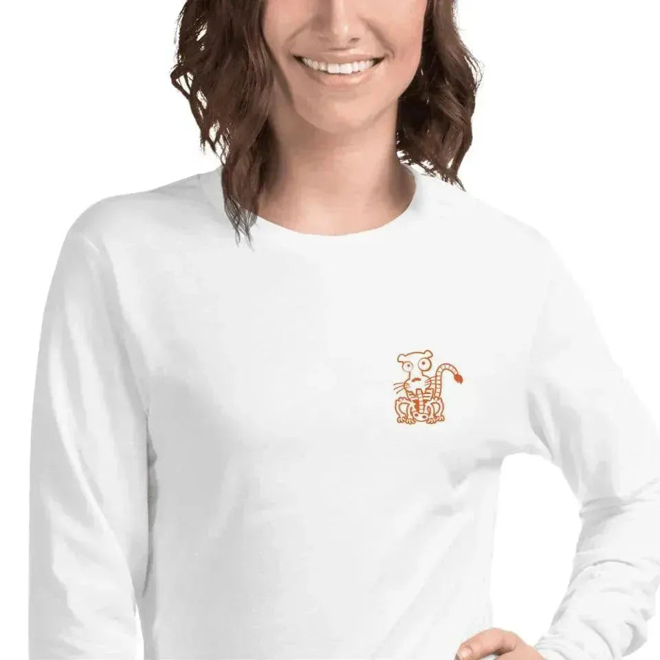 Custom Embroidered Haunted Zoo Animals Long Sleeve T-Shirt - ARTFULANE