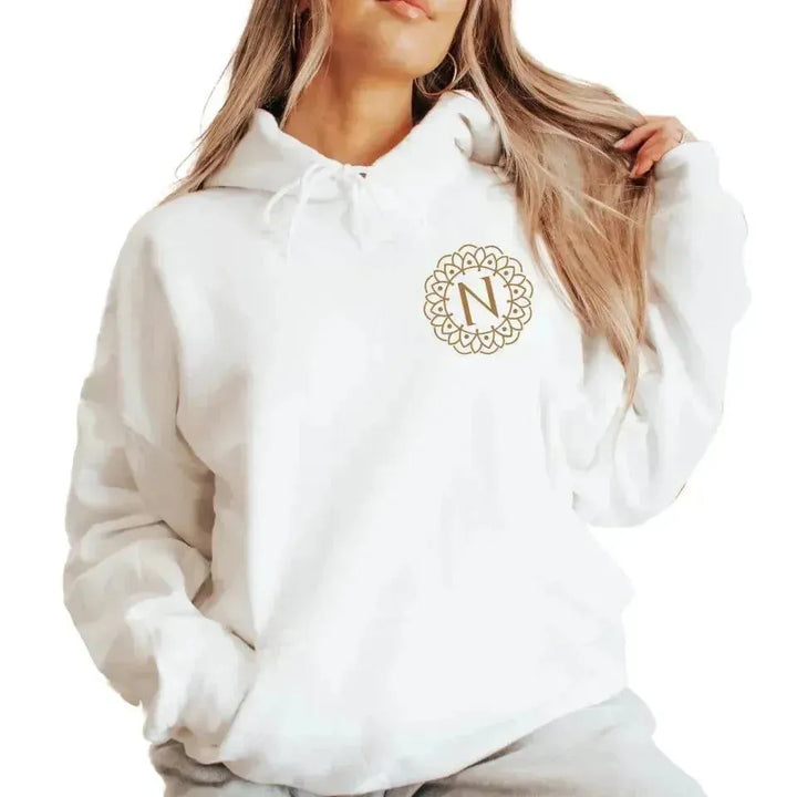 Custom Embroidered Mandala Monogram Sweatshirt and Hoodie - ARTFULANE