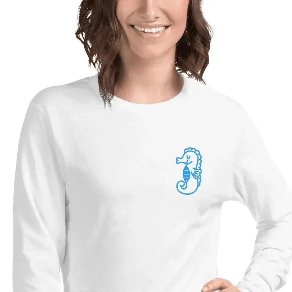Custom Embroidered Sea Animal Long Sleeve T-Shirt - ARTFULANE