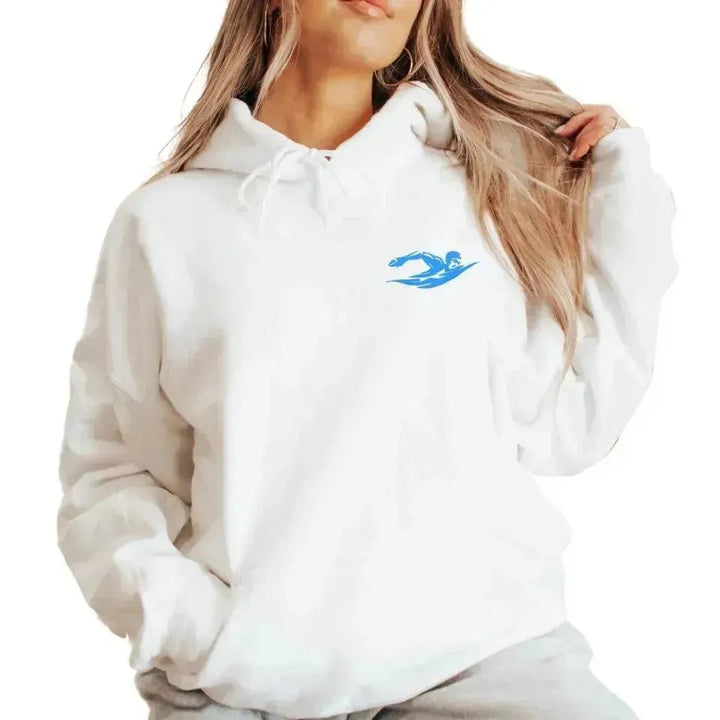 Custom Embroidered Swimming Silhouette Hoodie and Sweatshirt - ARTFULANE