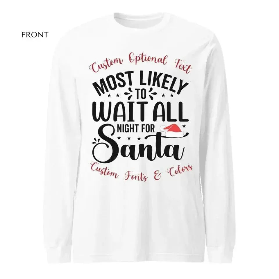 Custom Family Christmas Typography Long Sleeve T-Shirt - ARTFULANE