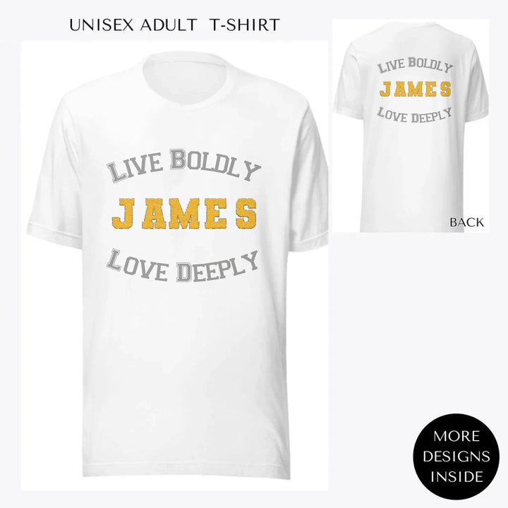 Faux-Chenille-Sport-Letters-Name-custom-men-unisex-adult-t-shirt-artfulane