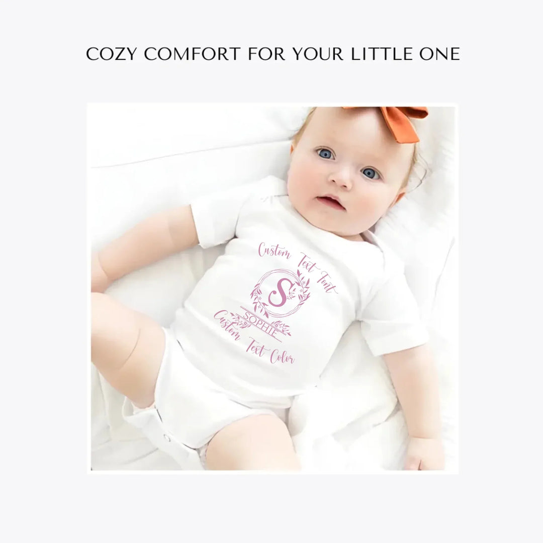 Floral-Initial-Monogram-custom-baby-bodysuit-artfulane