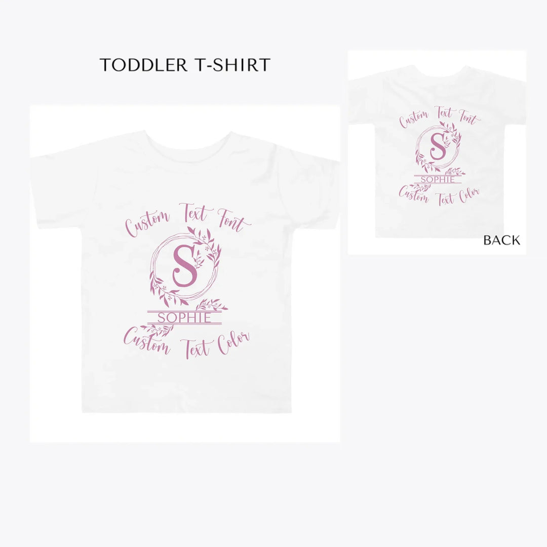 Floral-Initial-Monogram-toddler-custom-t-shirt-artfulane